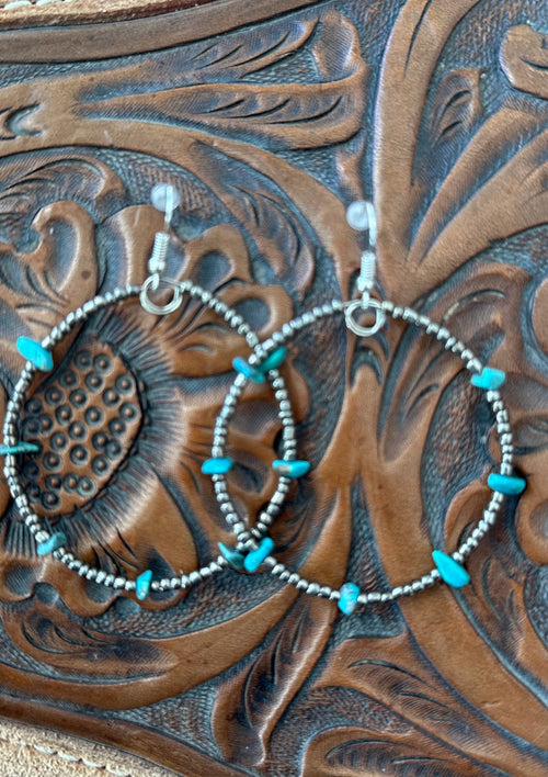 Shop Envi Me Earrings Turquoise The Natural Turquoise Silver Hoop Bead Earring
