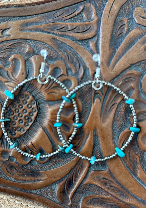 Shop Envi Me Earrings Turquoise The Natural Turquoise Silver Hoop Bead Earring