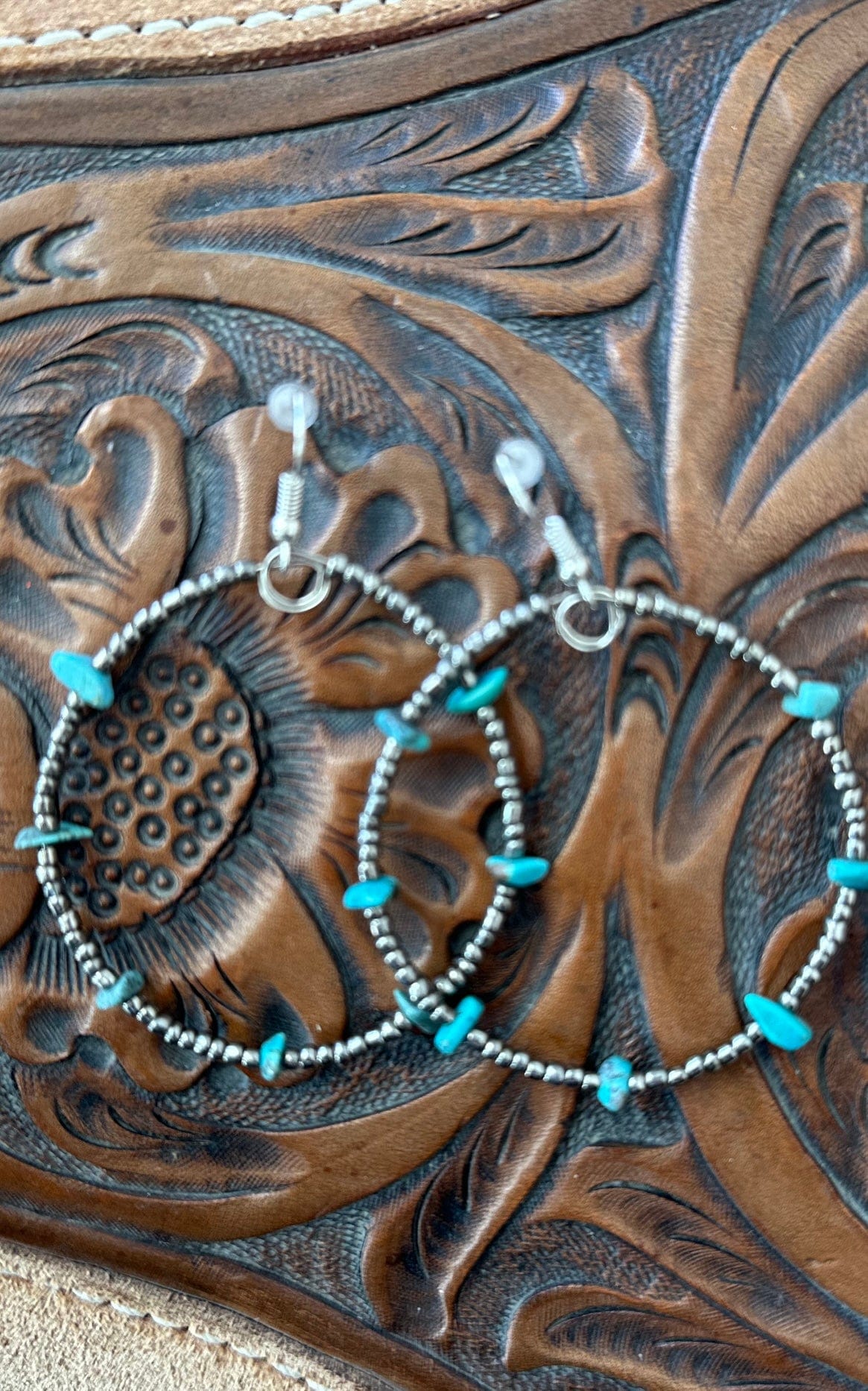 Shop Envi Me Earrings Turquoise The Natural Turquoise Silver Hoop Bead Earring