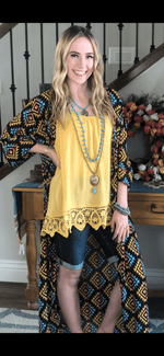 Peach Love Cardigans and Kimonos The Navy Sunset Hill Duster Kimono