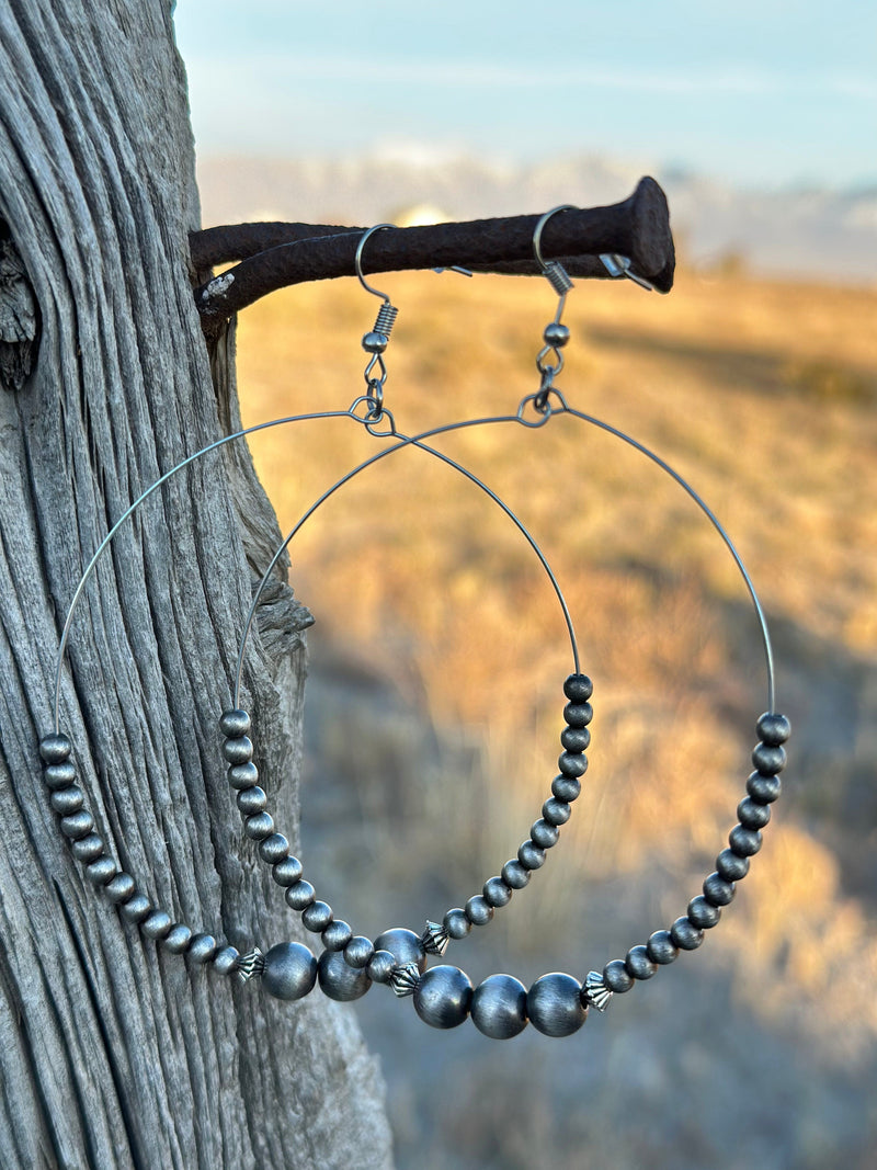 Shop Envi Me Earrings Pewter The Nebraska Navajo Hoop Earrings