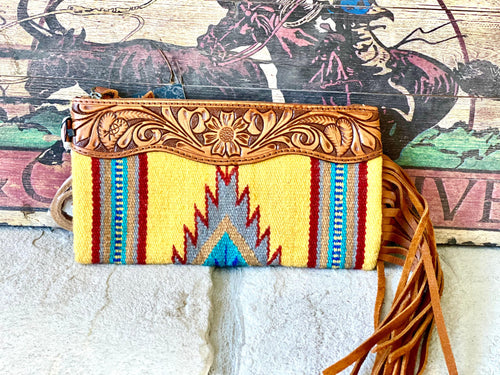 Shop Envi Me Arm Candy Multi Mustard The Night Out Navajo Fringe Clutch Bag