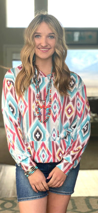 Shop Envi Me Tops and Tunics The North of Pueblo Aztec Hoodie Top