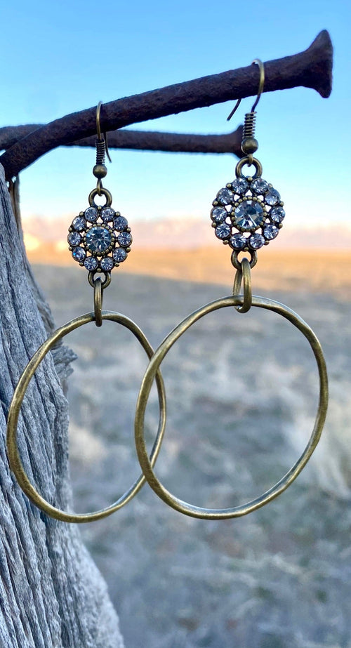 Shop Envi Me Earrings Gold The Old Gold Hoop with Crystals Earrings