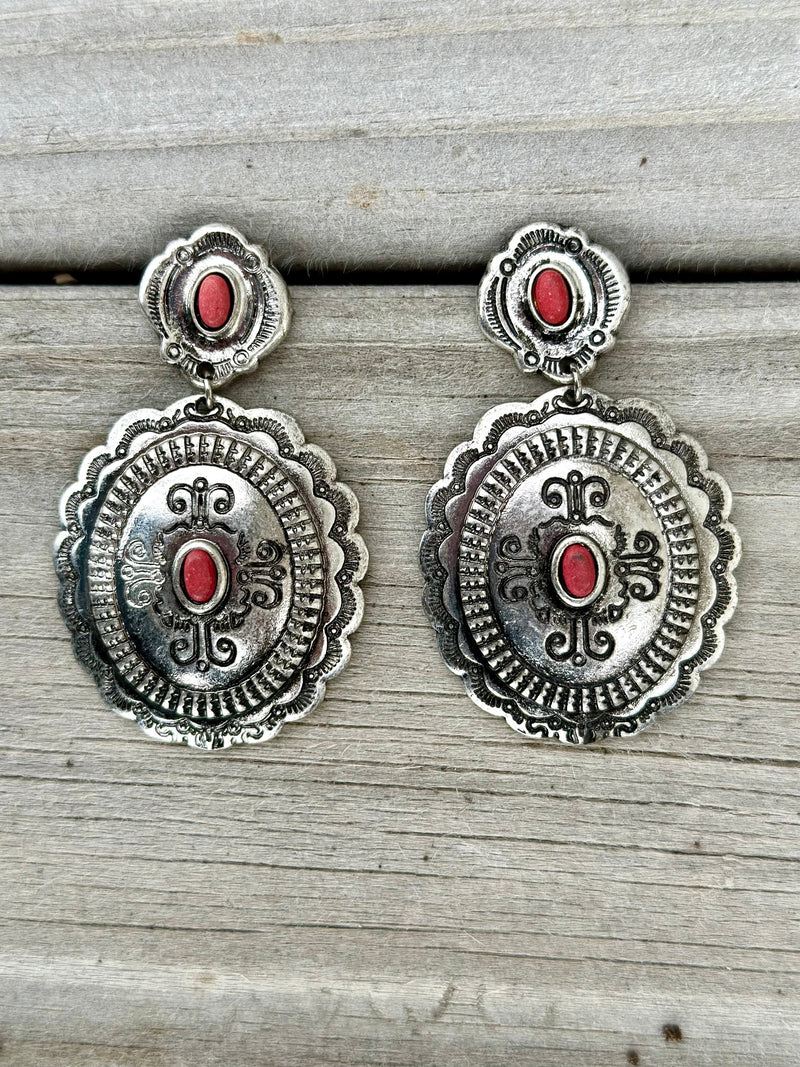 Shop Envi Me Earrings The Old Southwest Silver & Coral Concho Earrings
