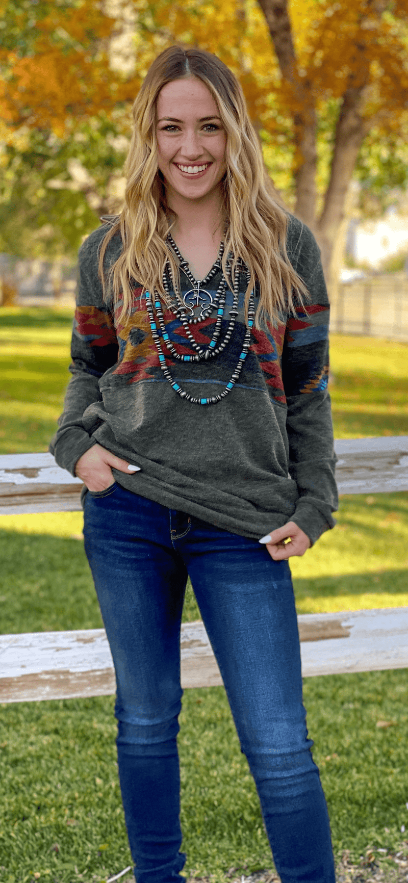 Shop Envi Me Tops and Tunics The Olive Arohoe Tribal Pullover