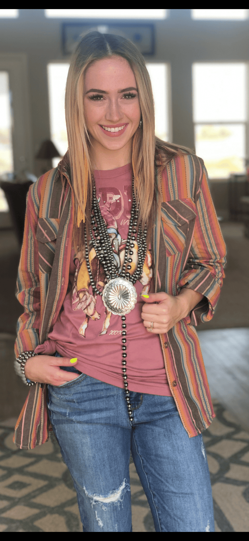 Shop Envi Me Tops and Tunics The Out West Retro Cowgirl Button Up