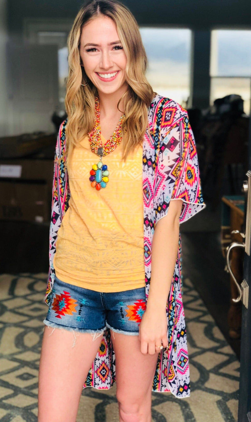 Peach Love Cardigans and Kimonos The Painted Hills Tribal Kimono