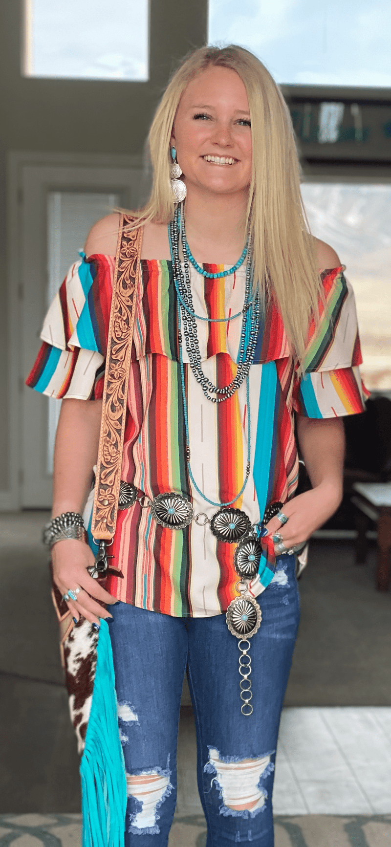 Shop Envi Me Tops and Tunics The Piñata Party Serape Stripe Top