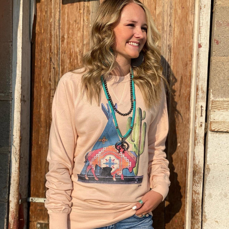 Shop Envi Me Tops and Tunics The Pink Buffalo Roam Cactus Pullover