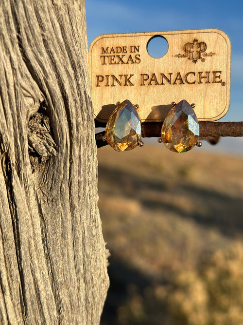 Shop Envi Me Earrings The Pink Panache Amber Crystal Teardrop Stud Earring