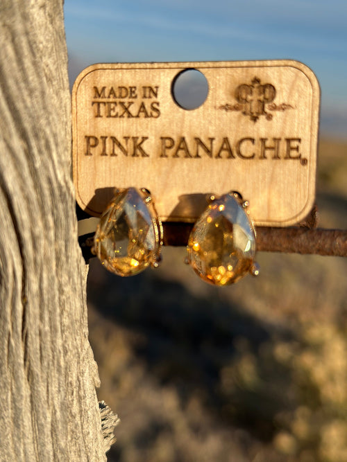 Shop Envi Me Earrings The Pink Panache Amber Crystal Teardrop Stud Earring