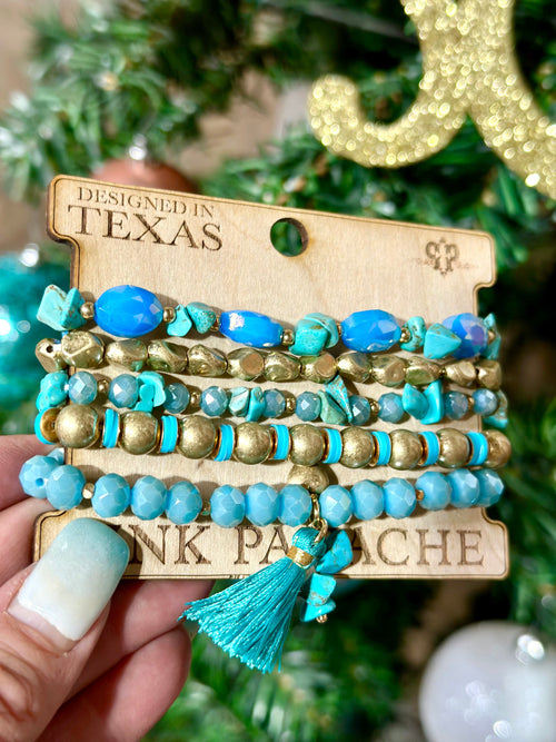 Shop Envi Me Jewelry Stack Set / Turquoise The Pink Panache Chunky Turquoise Stack Bracelet Set