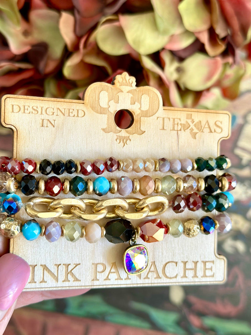 Shop Envi Me Jewelry Stack Set / Multi The Pink Panache Gold & Sparkles Stack Bracelet Set