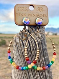 Shop Envi Me Earrings Gold The Pink Panache Gold With Bead Crystal Drop Earrings