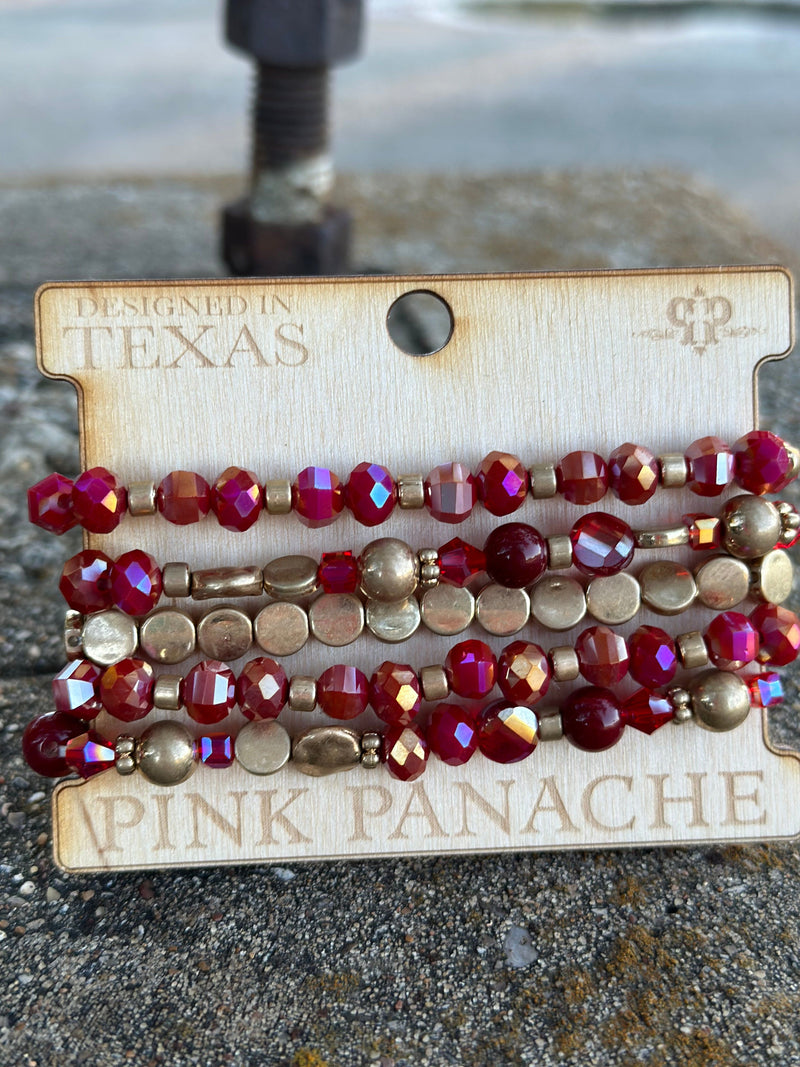 Shop Envi Me Jewelry Stack Set / Red Gold The Pink Panache Holiday Red Stack Bracelet Set