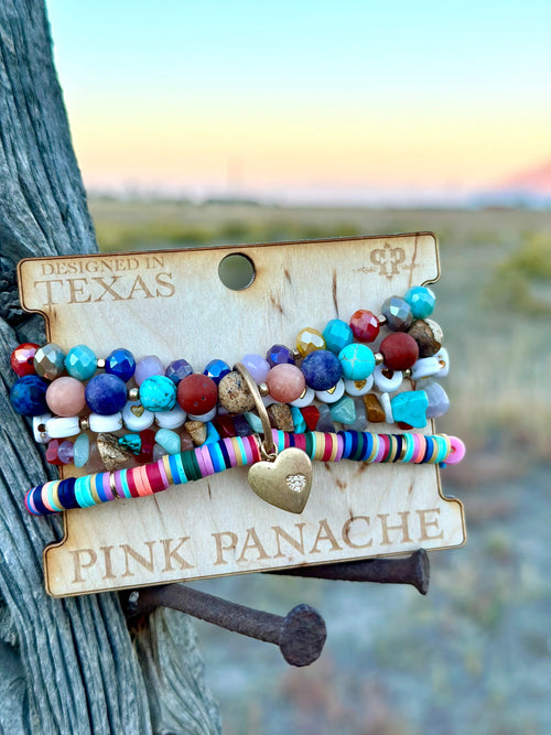 Shop Envi Me Jewelry Stack Set / Multi The Pink Panache Love Charm Stack Bracelet Set