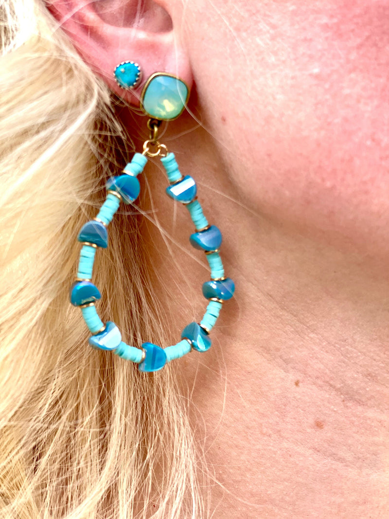 Shop Envi Me Earring Circle / Turquoise with Crystals The Pink Panache Oceans Turquoise Earring