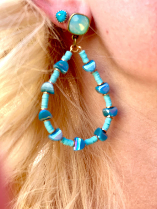 Shop Envi Me Earring Circle / Turquoise with Crystals The Pink Panache Oceans Turquoise Earring