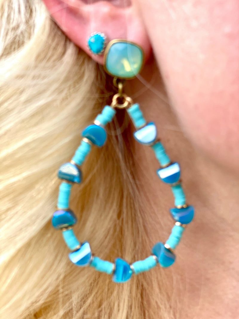 Shop Envi Me Earring Circle / Turquoise with Crystals The Pink Panache Oceans Turquoise Earring