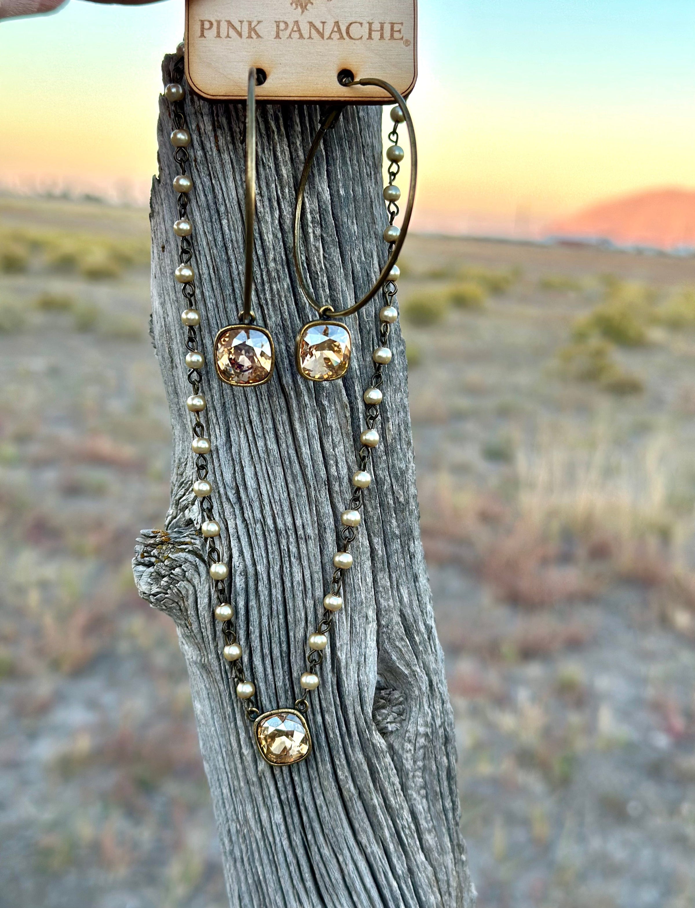 Shop Envi Me Jewelry Earring & Necklace Set / Multi The Pink Panache Old Gold Amber & Necklace & Earring Set