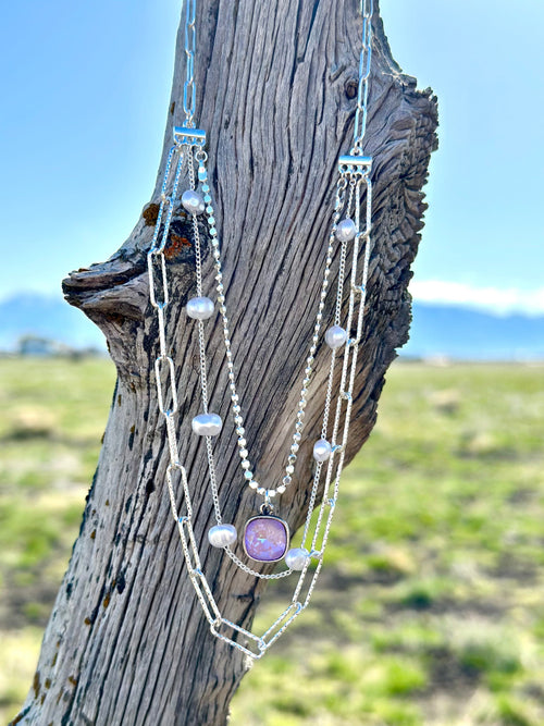 Shop Envi Me Earring Circle / Silver The Pink Panache Santa Luna Crystal Chain Necklace