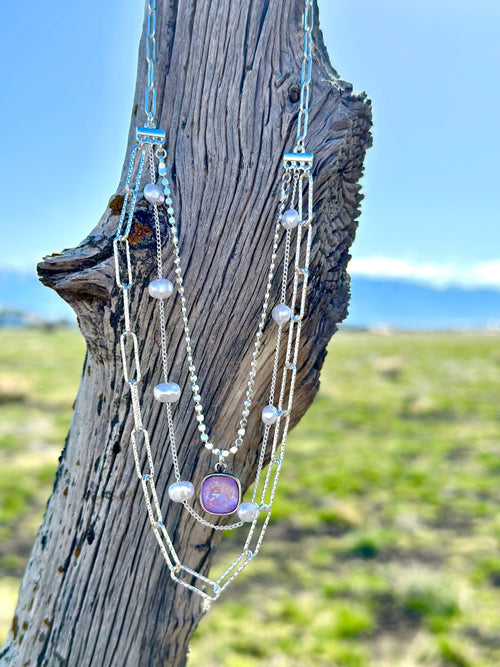 Shop Envi Me Earring Circle / Silver The Pink Panache Santa Luna Crystal Chain Necklace