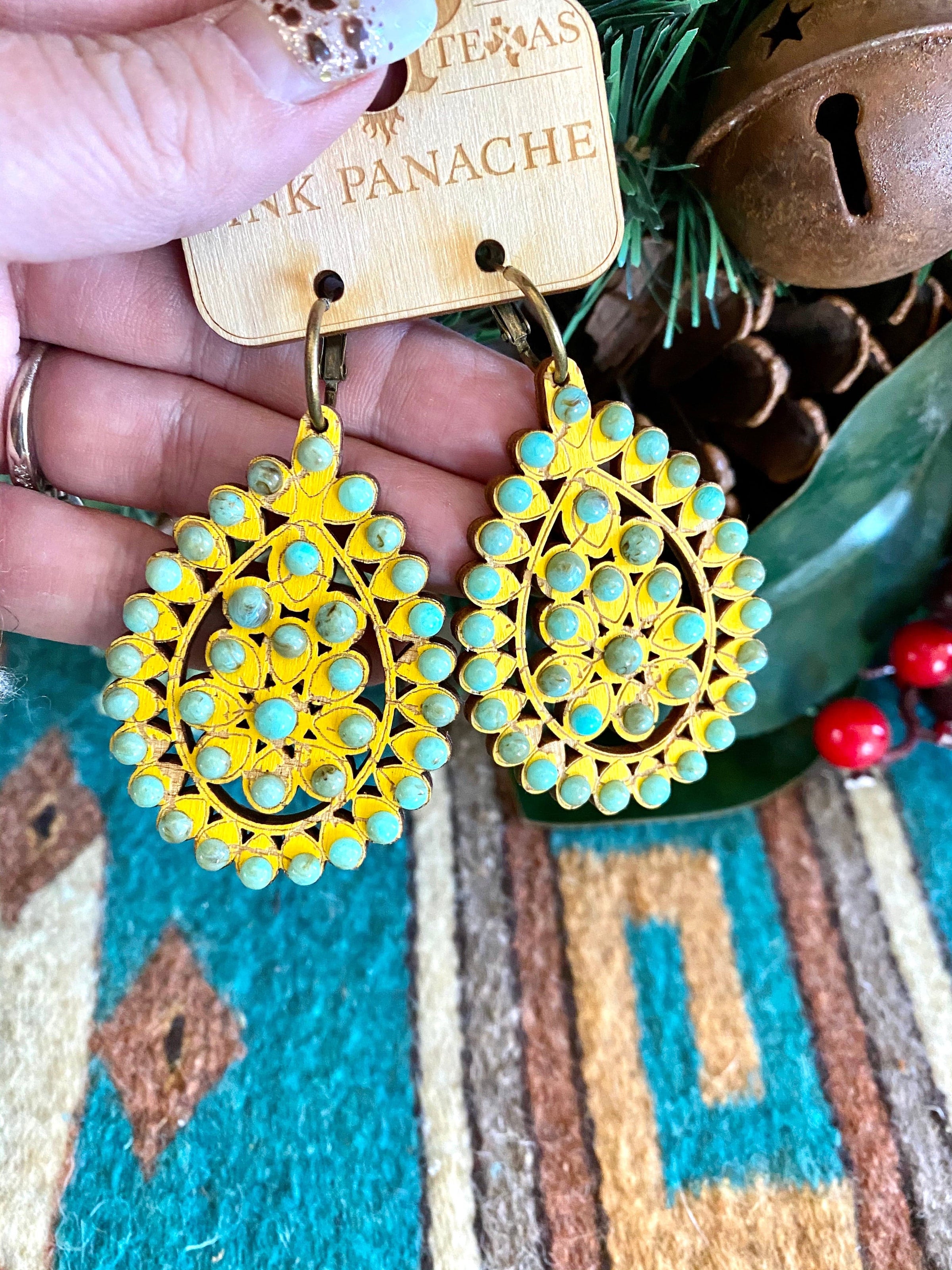 Shop Envi Me Earring Oval / Mustard with Turquoise The Pink Panache Santa Rosa Earring