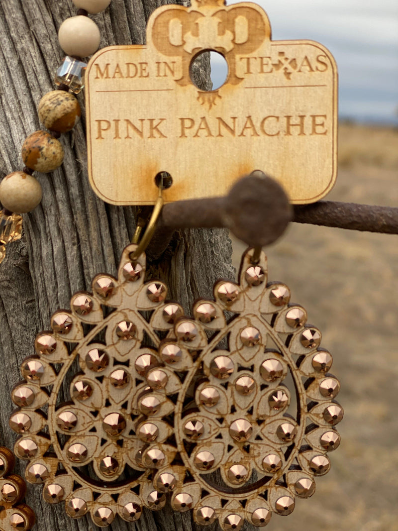 Shop Envi Me Earring Oval / Taupe w AB crystals The Pink Panache Santa Rosa Earring