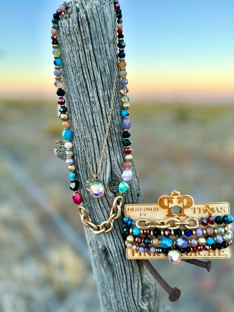 Shop Envi Me Jewelry Earring & Necklace Set / Multi The Pink Panache Sparkly Holiday Necklace & Bracelet Set