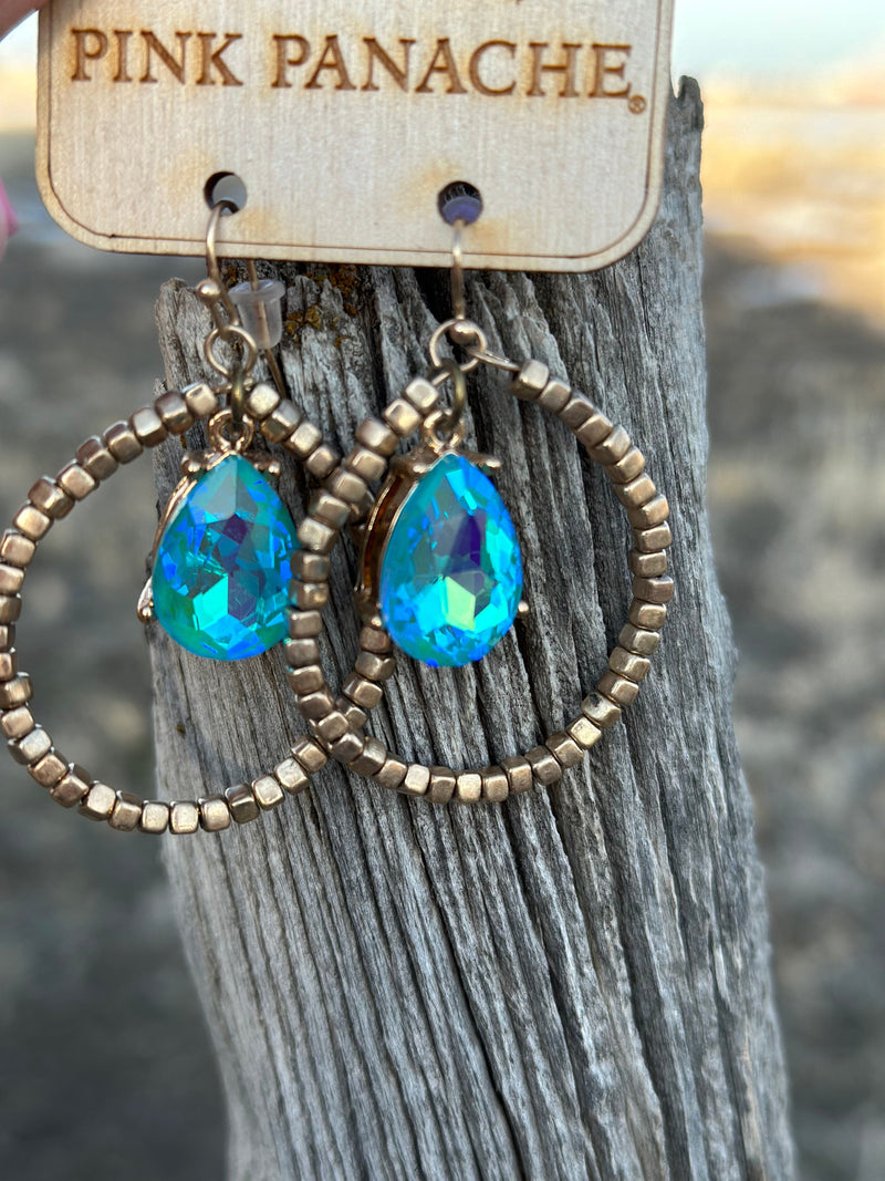 Turquoise crystal earrings discount