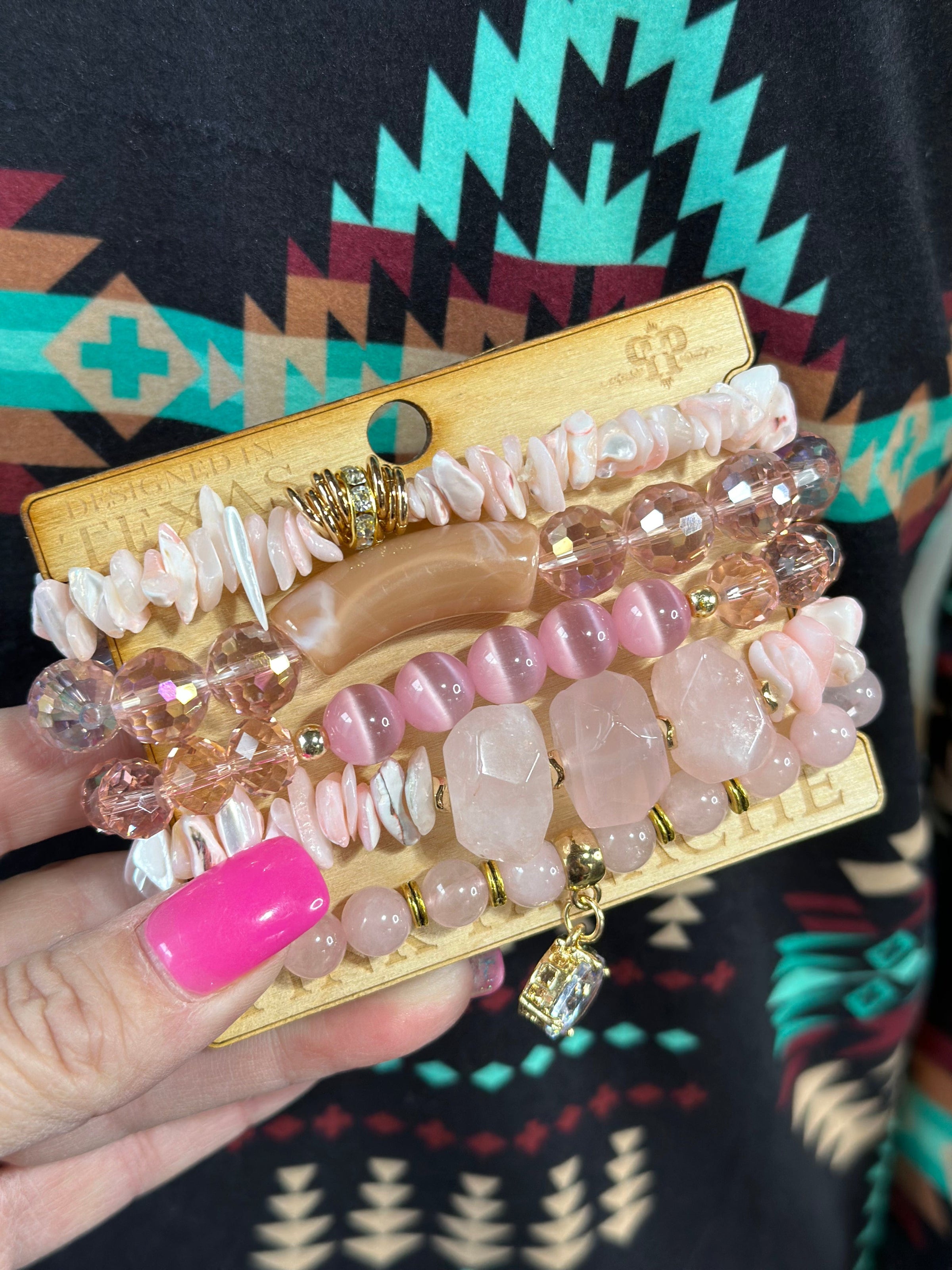 Shop Envi Me Jewelry Stack Set / Multi The Pink Panache Spring Days Pink Stack Bracelet Set