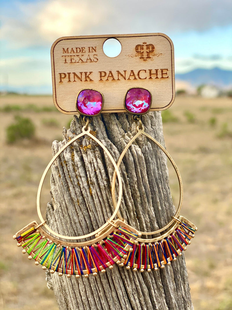 Shop Envi Me Earring Circle / Gold with Crystals The Pink Panache Summer colors Crystal Gold Earring