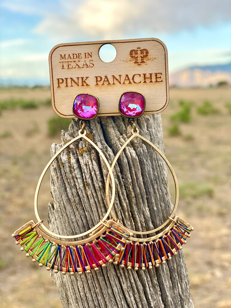 Shop Envi Me Earring Circle / Gold with Crystals The Pink Panache Summer colors Crystal Gold Earring