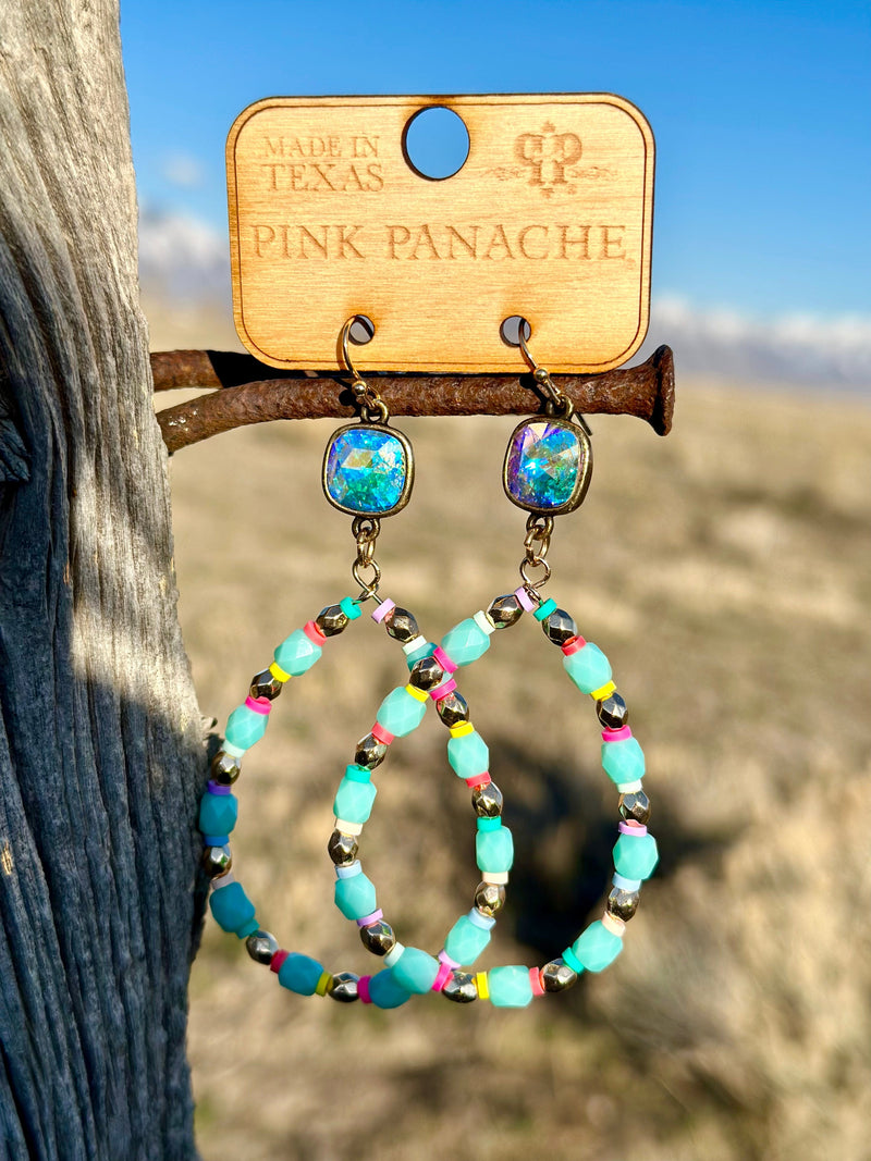 Shop Envi Me Earring Circle / Turquoise with Crystals The Pink Panache Summer Sea Turquoise Earring