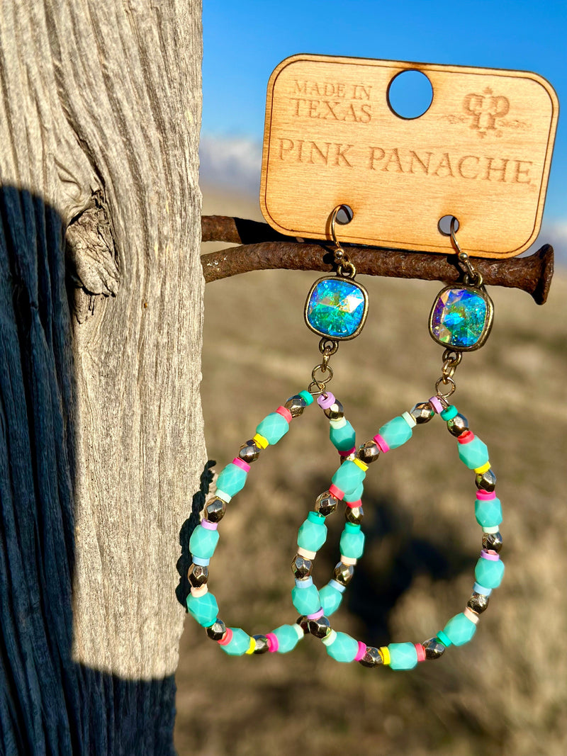Shop Envi Me Earring Circle / Turquoise with Crystals The Pink Panache Summer Sea Turquoise Earring
