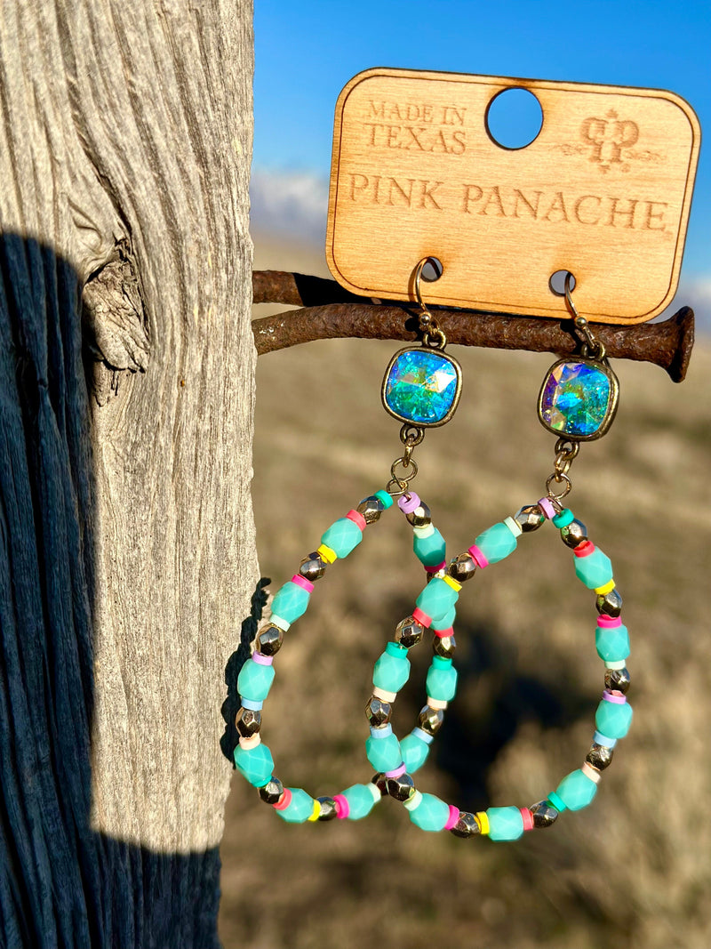 Shop Envi Me Earring Circle / Turquoise with Crystals The Pink Panache Summer Sea Turquoise Earring