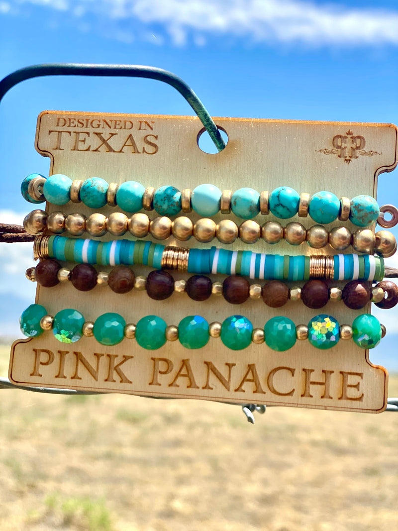 Shop Envi Me Jewelry Stack Set / Multi The Pink Panache Summer Turquoise Stack Bracelet Set