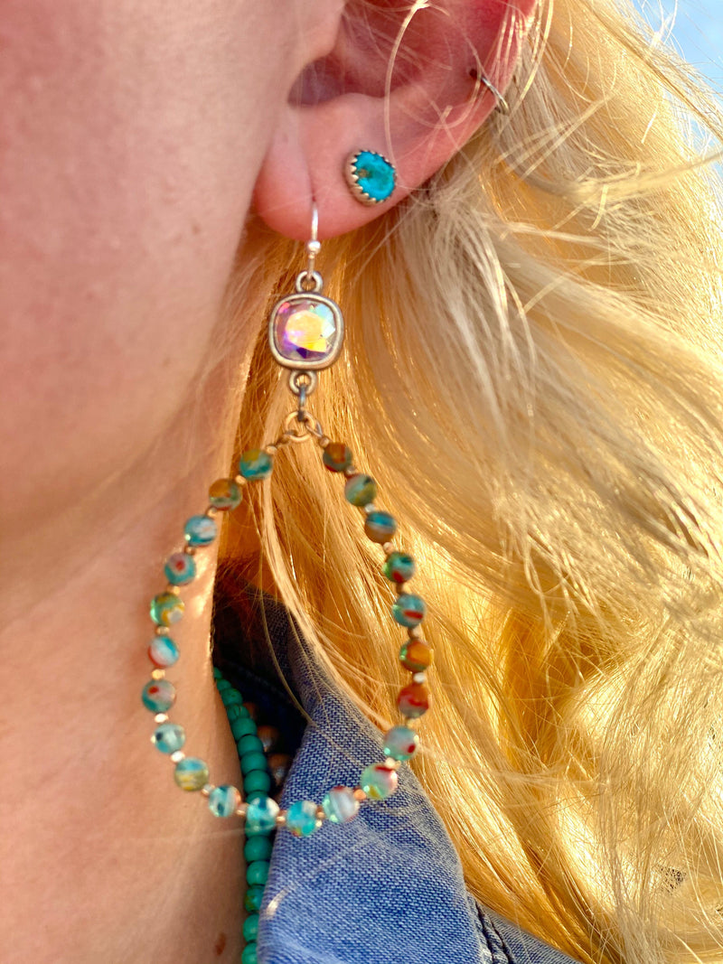 Shop Envi Me Earring Circle / Amber Turquoise The Pink Panache Turquoise Amber Crystal Earring