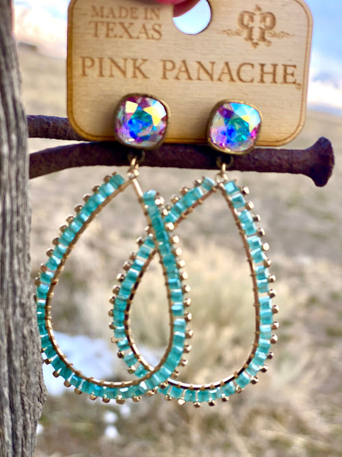 Shop Envi Me Earring Circle / Gold Turquoise with AB Crystals The Pink Panache Turquoise Crystal Earring