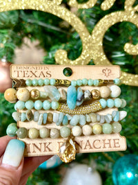 Shop Envi Me Jewelry Stack Set / Turquoise Gold The Pink Panache Turquoise Stone Stack Bracelet Set