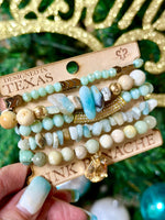 Shop Envi Me Jewelry Stack Set / Turquoise Gold The Pink Panache Turquoise Stone Stack Bracelet Set