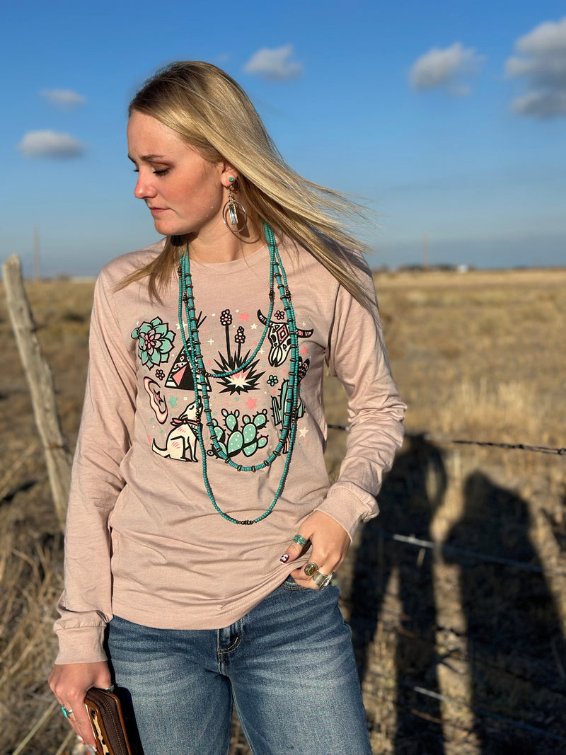 Shop Envi Me It's T-shirt Kinda Day The Pink Southwest Dreams Long Sleeve Tee