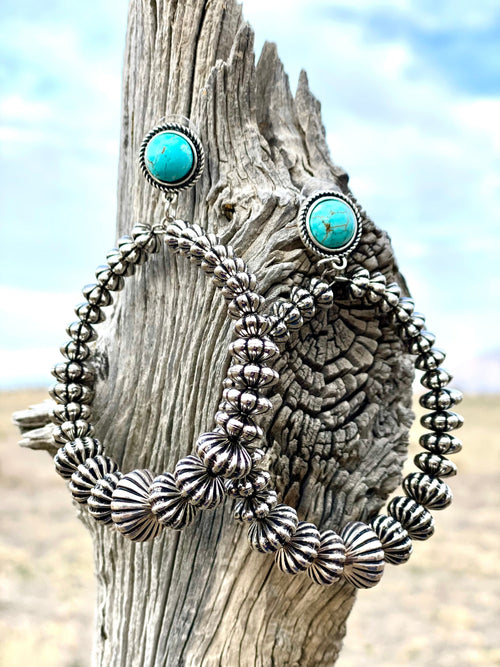 Shop Envi Me Earrings Turquoise & Silver The Plano Turquoise & Navajo Hoop Earrings