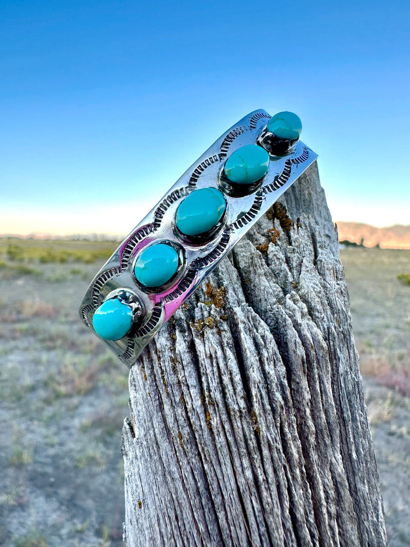 Shop Envi Me Bracelets Silver & Turquoise The Puebla Sterling Silver & Real Turquoise Southwest Cuff Bracelet