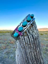 Shop Envi Me Bracelets Silver & Turquoise The Puebla Sterling Silver & Real Turquoise Southwest Cuff Bracelet