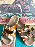 Roper Footwear The Roper Destiny Hair On Hide Western Buckle Birks Sandal