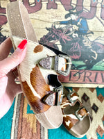 Roper Footwear The Roper Destiny Hair On Hide Western Buckle Birks Sandal