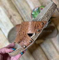 Roper Footwear Light Brown 7 The Roper On Wagon Train Embossed Leather Studded Birk Sandal