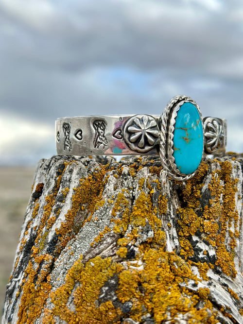 Shop Envi Me Bracelets Silver & Kingman Turquoise The Running Horses Sterling Silver & Kingman Turquoise (Real) Southwest Cuff Bracelet